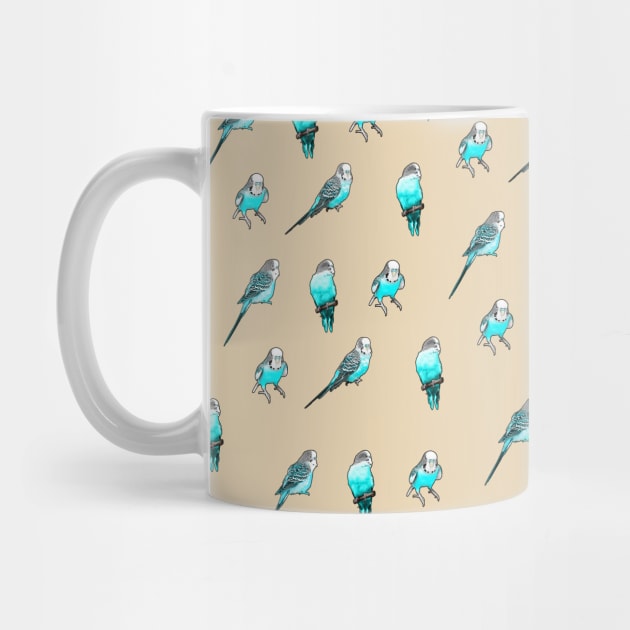 Little Cyan English Budgies Parrot Bird Pattern by BirdNerd